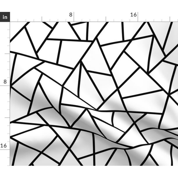 Spoonflower Fabric Abstract Geometric Black White Large Mosaic Shapes Triangles Bold Printed