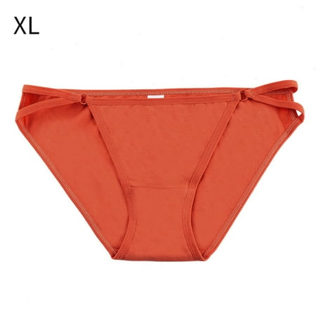

Brongsleet Woman Underwear Cotton Sexy Briefs Seamless Solid Color Panties Orange XL
