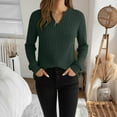 thumbnail image 4 of MOJOGO Ribbed Knit V-Neck Tops for Women Causal Long Sleeve Pullover Comfy Loungwear Spring Fall Daily Outfit Top Green 2XL, 4 of 9