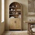 thumbnail image 2 of Tribesigns 71- Inches Tall Arched Bookcase, 8-Tier Bookshelf with Doors & Adjustable Shelves, Farmhouse Bookcase for Home Office, Oak Color, 2 of 5