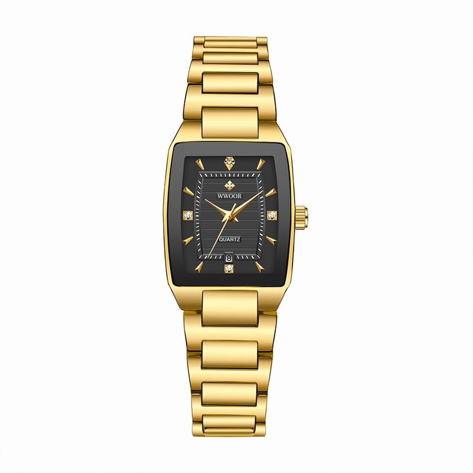 Square Watches for Women, Women's Wristwatches, Ladies Waterproof Stainless Steel Analog Small Dainty Gold Watch for Women