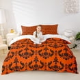 thumbnail image 2 of jejeloiu Bold Damask Duvet Cover Queen,Modern Floral Queen Bedding For Adults,Orange Black,Reversible,3 Pieces,1 Duvet Cover and 2 Pillowcases, 2 of 6