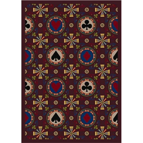 Stacked Deck 7'8" x 10'9" Area Rug In Color Burgundy
