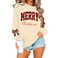 thumbnail image 5 of NMMUED Womens Christmas Sweatshirt Women's Sweatshirt Christmas Pullover Sweatshirts for Women Vintage Christmas Sweatshirt Cute Sweatshirts Holiday Tops for Women Beige L, 5 of 5