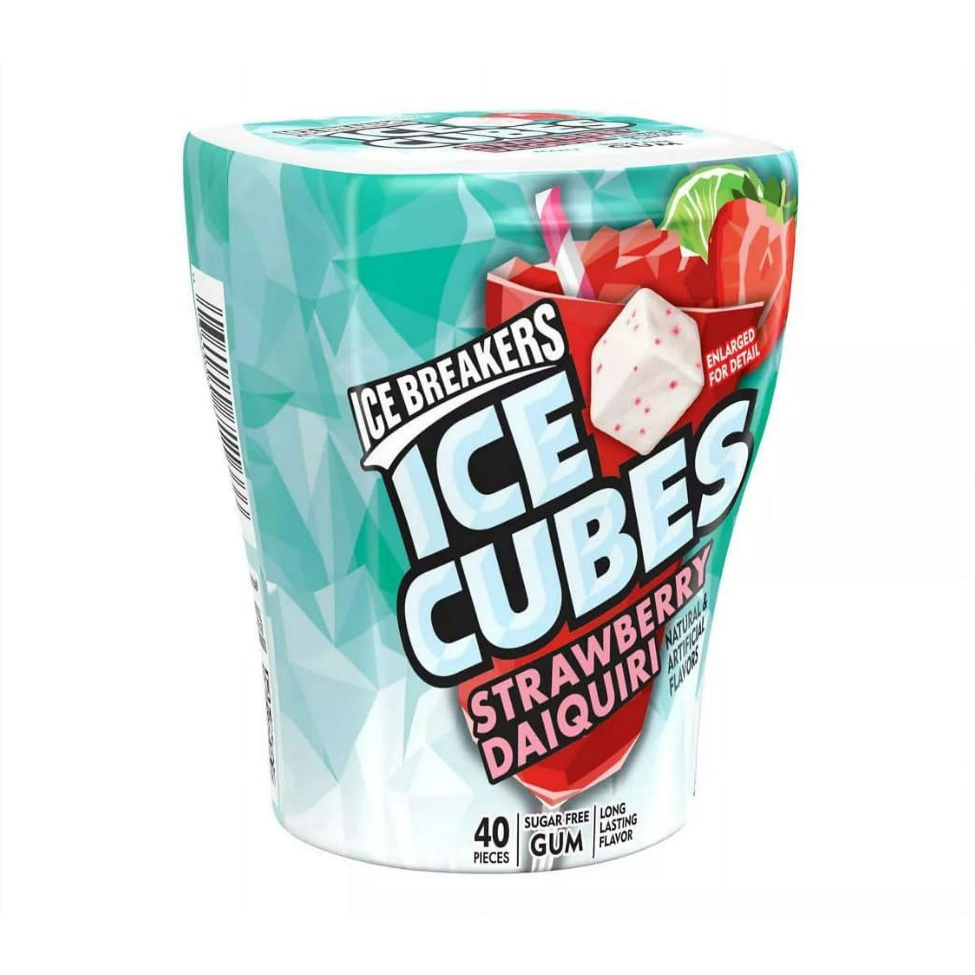 Ice Cubes Strawberry Daiquiri Sugar Chewing Gum Bottles, 3.24 Oz, 6 Pack, 40 Pieces Each Set