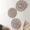 thumbnail image 3 of Bohemian Round Hollow Wood Decals European Wooden Background Wall Decoration Home Art Pendants, 3 of 5