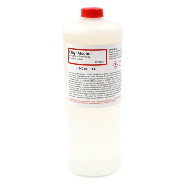 Reagent Grade Denatured Ethyl Alcohol, Anhydrous, 1L The Curated