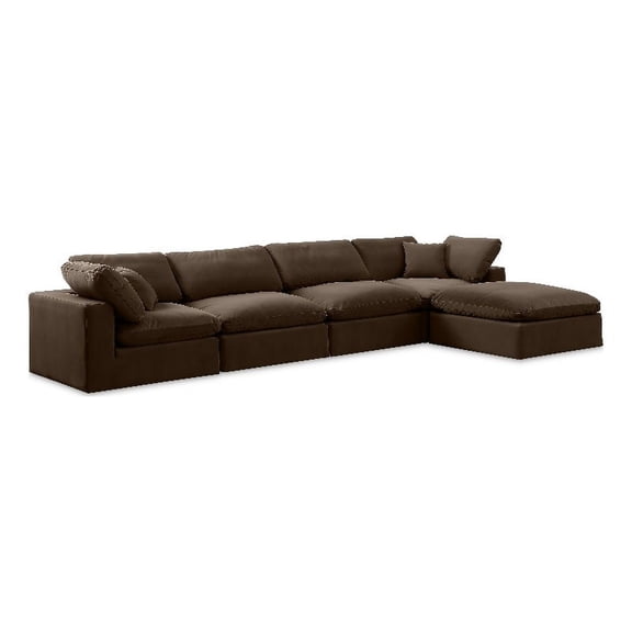 Meridian Furniture Comfy Brown Velvet Modular Sectional