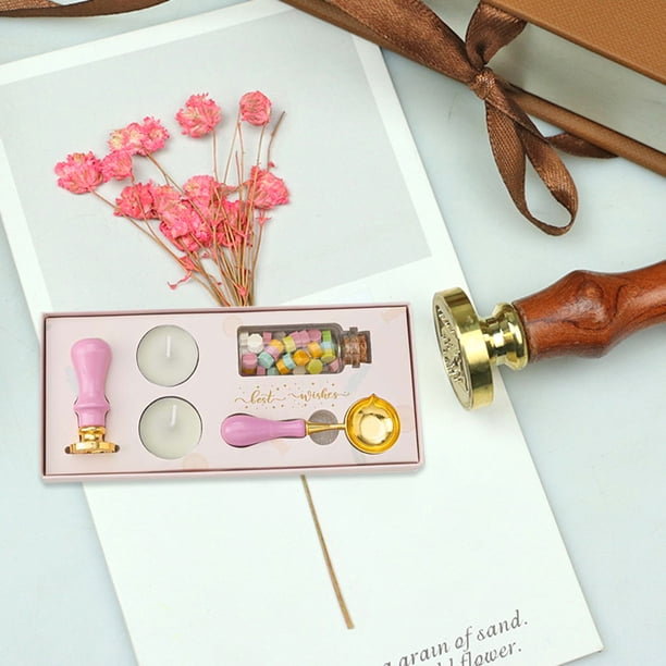 Cuadros Decorativos Juego de sellos de pintura de fuego creativo Juego de sellos de cera con mango extraíble para arte (rosa) Tmvgtek embutido en tela