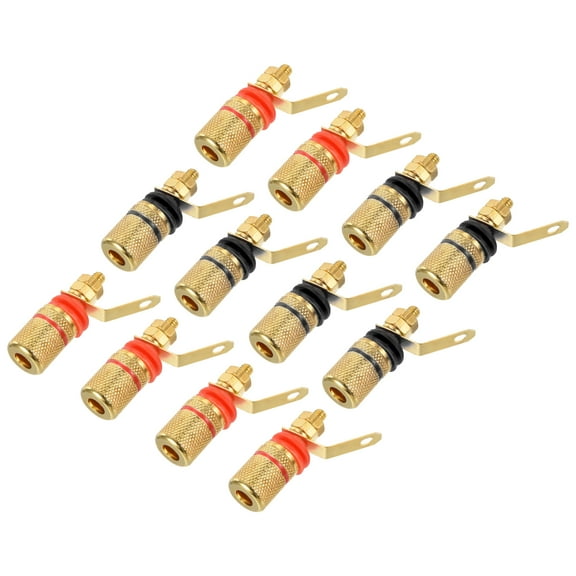 Uxcell Terminal Binding Post Amplifier Jack Speaker Connector Screw Plug Black Red 6 Set