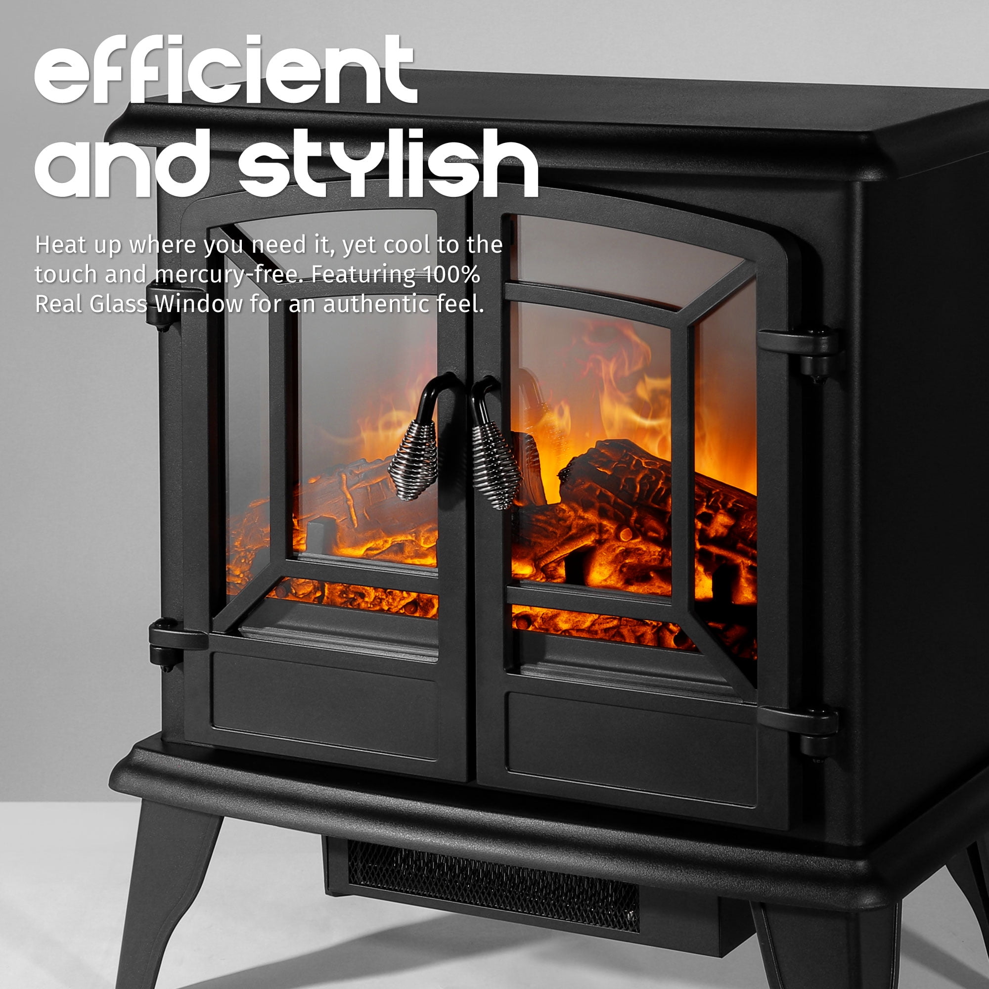 DELLA 20 Freestanding Portable Electric Fireplace Stove Heater Infrared  Quartz Log Flame Realistic Flame Effect 1400W - Walmart.com