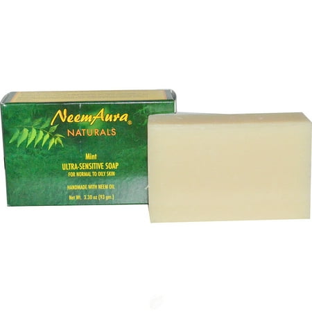 Neem Aura Naturals Neem Ultra-Sensitive Soap Mint (Normal to Oily Skin) 1 Bar, Pack of