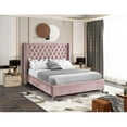 thumbnail image 2 of Pemberly Row Solid Wood Tufted Velvet Wing Back King Bed in Pink, 2 of 7