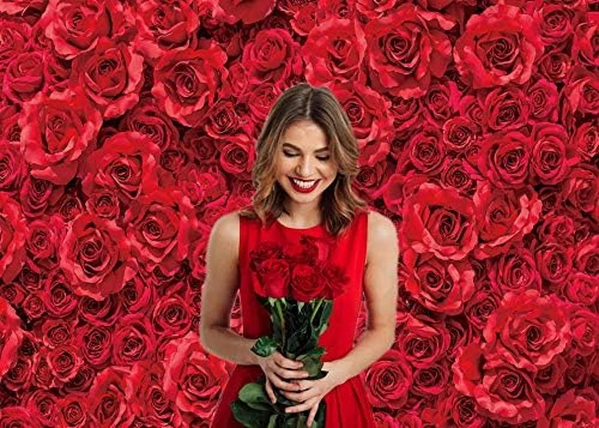 BUTTERFLY- Valentine'S Day Rose Backdrop Red Flower Wall Photography Background Wedding Bri