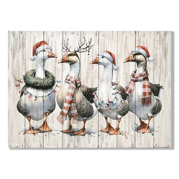 Euroco Framed Vintage Duck Wall Art,Christmas with ornaments Watercolor Canvas Poster Wall Decor,Perfect for Living Room Kitchen Bedroom 20x28 Inch