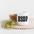 thumbnail image 2 of Home Body, Homie Themed, Groovy Retro Wavy Text Merch Gift, White 11oz Ceramic Mug, 2 of 5