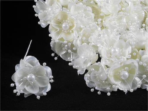 White Organza & Satin Rose Bud 120 Flowers White Organza & Satin Rose Bud 120 Flowers