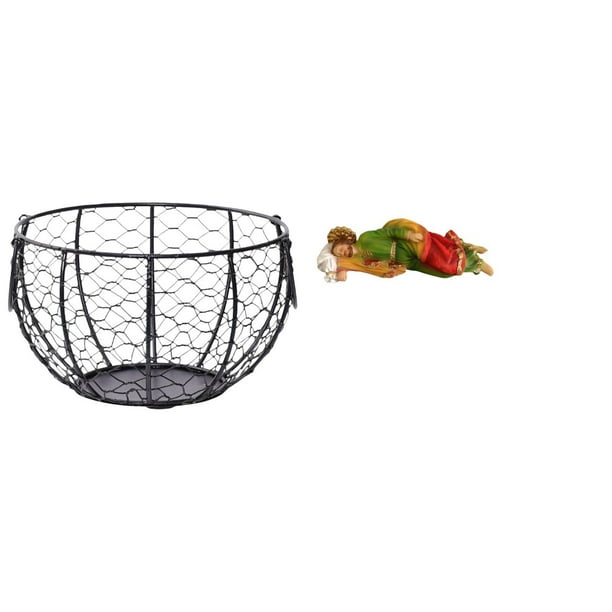 Cesta de huevos,Cesta multiusos para huevos,cesta tejida de alambre de hierro,Cesta de almacenamiento de alambre para huevos Cesta de almacenamiento portátil,Estatua de José,Estatua de José
