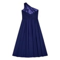thumbnail image 5 of Zaldita Kids Flower Girl Chiffon Dress One Shoulder Shiny Beaded Long Romper Dress Navy Blue 10, 5 of 7