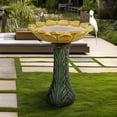 thumbnail image 3 of 24.4-in Outdoor Sunflower Bird Bath - Fibre Reinforced Concrete Large Bird Bath Stylish with Modern Pedestal for Garden, Patio, Lawn, Backyard, 3 of 9