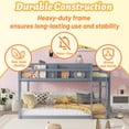 thumbnail image 3 of Mirightone Low Bunk Bed Twin Over Twin, Wood Bunk Beds with Bookshelf & Ladder, Floor Bunk Bed with Full Guardrails, Grey, 3 of 8