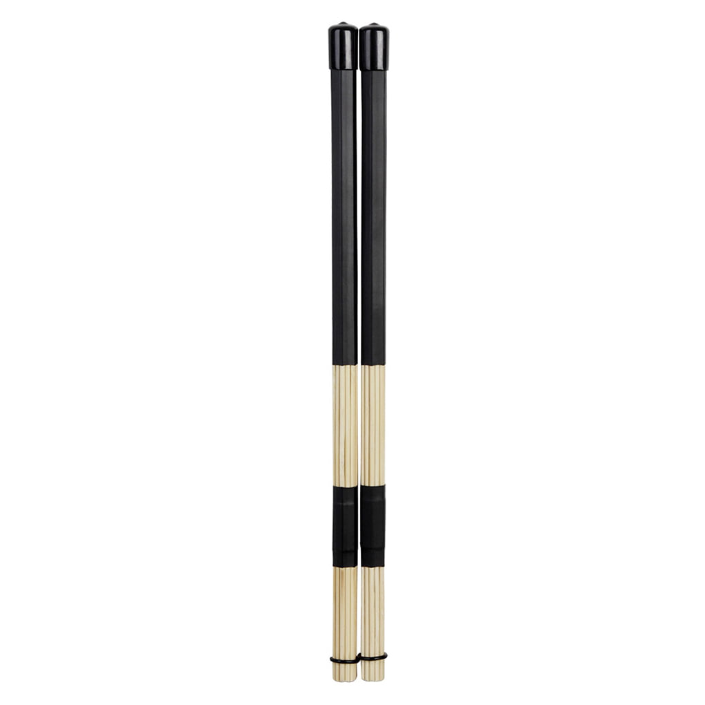 Tinksky Jazz Drum Rod Brushes Sticks Made of Bamboo for Jazz Folk Music Black 