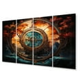 thumbnail image 2 of Designart "Blue Orange Buddhist Art Wheel Of" Spiritual Metal Art Print Set, 2 of 5
