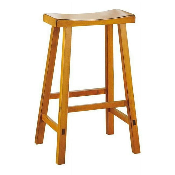 29 x 9 x 18 in. 29 in. Wooden Counter Height Stool with Saddle Seat, Oak Brown - Set of 2