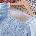 thumbnail image 6 of Bmisegm Girls Dress Square Neck Puff Long Sleeve Ruffle Shoulder Smocked High Waist A Line Dress Casual Dress for Girls 4-5 Years, 6 of 9
