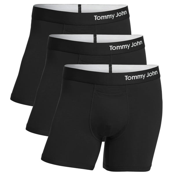 Tommy John MenAs Underwear - cool cotton Trunk with contour Pouch and  Shorter 4 Inseam - comfortable, Breathable Underwear, 3 Pack (Black, Medium)