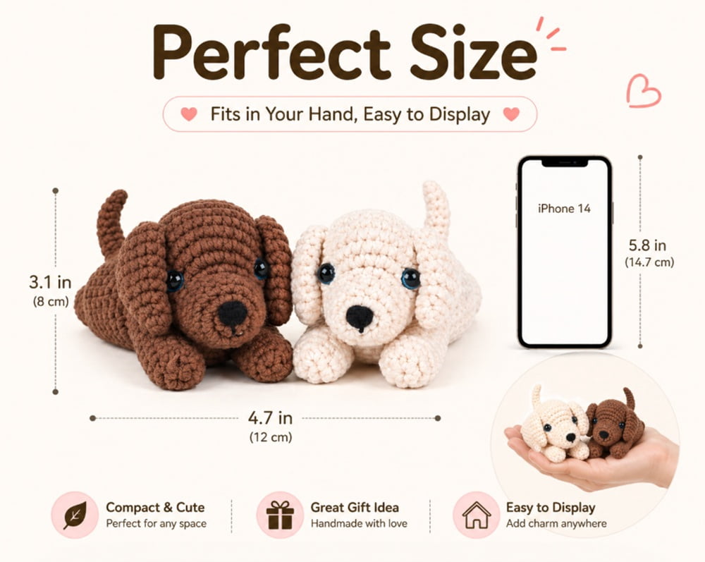2 Pack Golden Retriever Crochet Kit for Beginners, Dog Amigurumi Starter Set with Step by Step Video Tutorial, TIKA