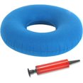 thumbnail image 1 of Cojín de asiento inflable, cojín en forma de rosquilla, cojín para hemorroides, cojín de asiento de anillo inflable, cojín ergonómico para embarazo, parto, incluye bomba de aire (azul claro), 1 of 5
