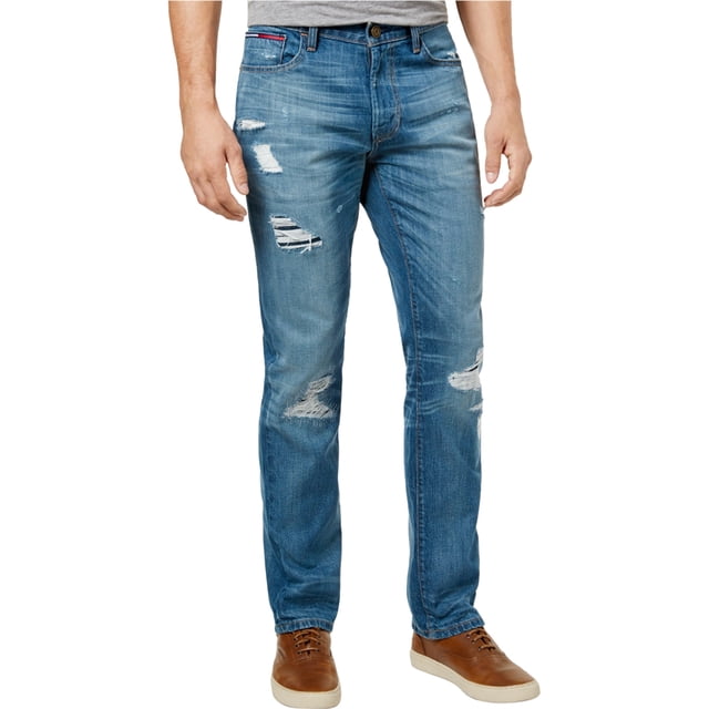Jeans de Pierna Recta Tommy Hilfiger Faded para Hombre Azul 32W x 34L