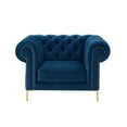 thumbnail image 3 of Arlette Club Chair Navy Velvet  Button Tufted Gold Nailhead Trim Sinuous Springs, 3 of 11