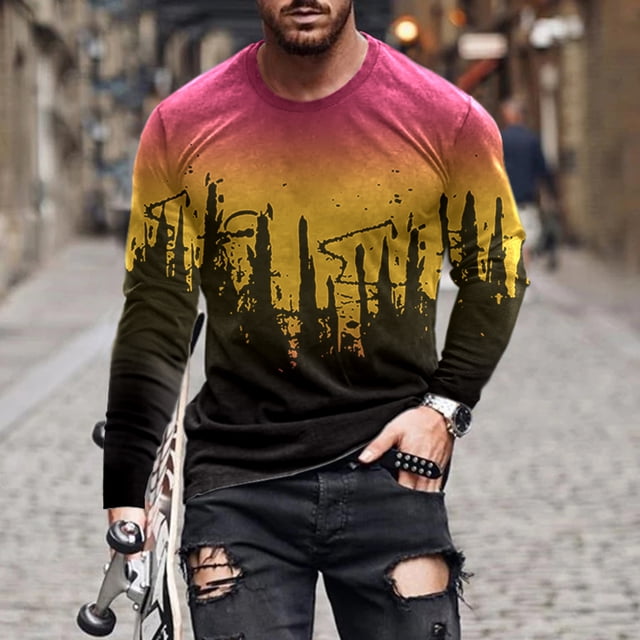 zanvin Hauts d'Été, Mode Homme Décontractée Chandail à Col Rond Imprimé T-Shirt à Manches Longues Blouse