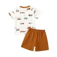 thumbnail image 4 of Boy Clothes Toddler Outfits Summer Girls And Boys Kids Round Neck Prints Short-sleeved Running Suit 18-24 Months 2t 3t 4t 5t 6t T-shirt with Elastic Waist Shorts Tee & Set 2-Piece, 4 of 9