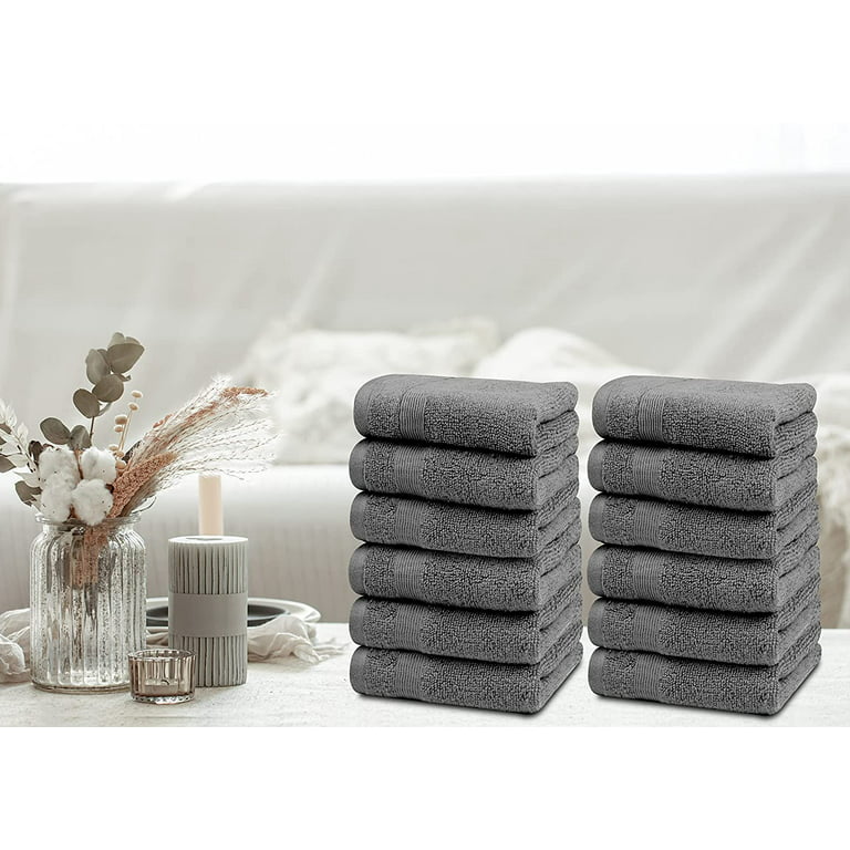 Resort Collection Soft Washcloth Face & Body Towel Set | 12x12 Luxury Hotel  Plush & Absorbent Cotton Wash Clothes [12 Pack, Smoke Grey]