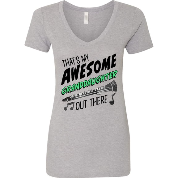 Inktastic That's My Awesome Granddaughter out There with Clarinet Women's V-Neck T-Shirt