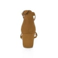 thumbnail image 2 of BLISSFUL STEP Women's Shoes Open Toe Mid Block Heel Ankle Strap Faux Suede Sandals Brown 7, 2 of 8