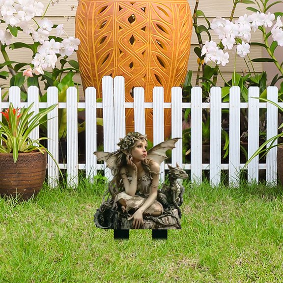 Pretty Cute Acrylic Garden Stake with Fairies and Hummingbirds, Vibrant Multicolor Outdoor Decoration for Flower Beds, Patio, Walkways, Weather-Resistant Art for Gardens and Backyard Landscaping