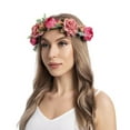 thumbnail image 2 of Clearance! Baberdicy Women Flower Hair Garland Crown Headband Floral Wreath Hairband Hot Pink, 2 of 4
