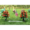 thumbnail image 2 of Sets Artificial Cemetery Flowers,Outdoor Grave Decorations Roses,Beautiful Arrangements Bouquet with Cemetery Vase,Lasting and Non-Bleed Colors (Light Pink), 2 of 5