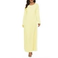 thumbnail image 1 of AherBiu Robe Maxi à Manches Longues pour Femmes, Col Ras du Cou, T-Shirt Basique, Décontractée, Ample, Grande, 1 of 6