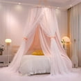 thumbnail image 3 of Double Layer Princess Round Dome Canopy Bed Curtain for Girls Adults,Children Dreamy Mosquito Net,Cute Bedroom Decoration Castle Play Tent Reading Nook Canopies(Dome-Pink/White), 3 of 7