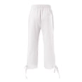thumbnail image 6 of Outfmvch Ankle Pants for Women Straight Gauze Pants Flowy Cropped Beach Work Trousers Palazzo Pants with Pockets Paper Bag Pants Capri Pants with Lace Side Cropped Lounge Trousers White S-3XL, 6 of 7