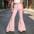 thumbnail image 2 of Gaexia Girls Flare Leggings Back To School Pull on Straight Leg Pants Stretchy Elastic Waist Bell Bottoms School Pants Dress Sweatpants with Pockets Spring Fall Winter, 2 of 5
