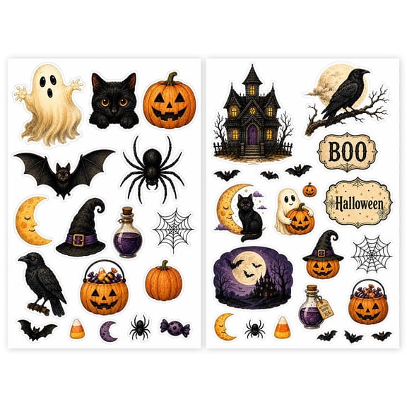 Halloween Window Clings Stickers 2 Sheets - Pumpkin Ghost Decals