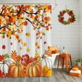 thumbnail image 2 of Orange Pumpkins Fall Shower Curtains for Bathroom, Maple Leaf Thanksgiving Botanical Vintage Waterproof Fabric Shower Curtain for Bathroom Bathtub Decoration, Machine Washable, 54x"78", 2 of 9