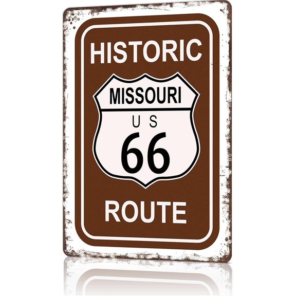 Vintage Metal Tin Signs Missouri Historic Route 66 Road Signs High Way Metal Tin Sign For Garage, Man Cave Or Workshop 8x12 Inches