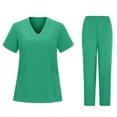 thumbnail image 3 of Tracksuit for Women Set New Women's Hand Wash Gowns Short Sleeve Nurse's Workwear Separate Set Two Piece Pants Set for Women Going out B-11 Army Green XL, 3 of 5